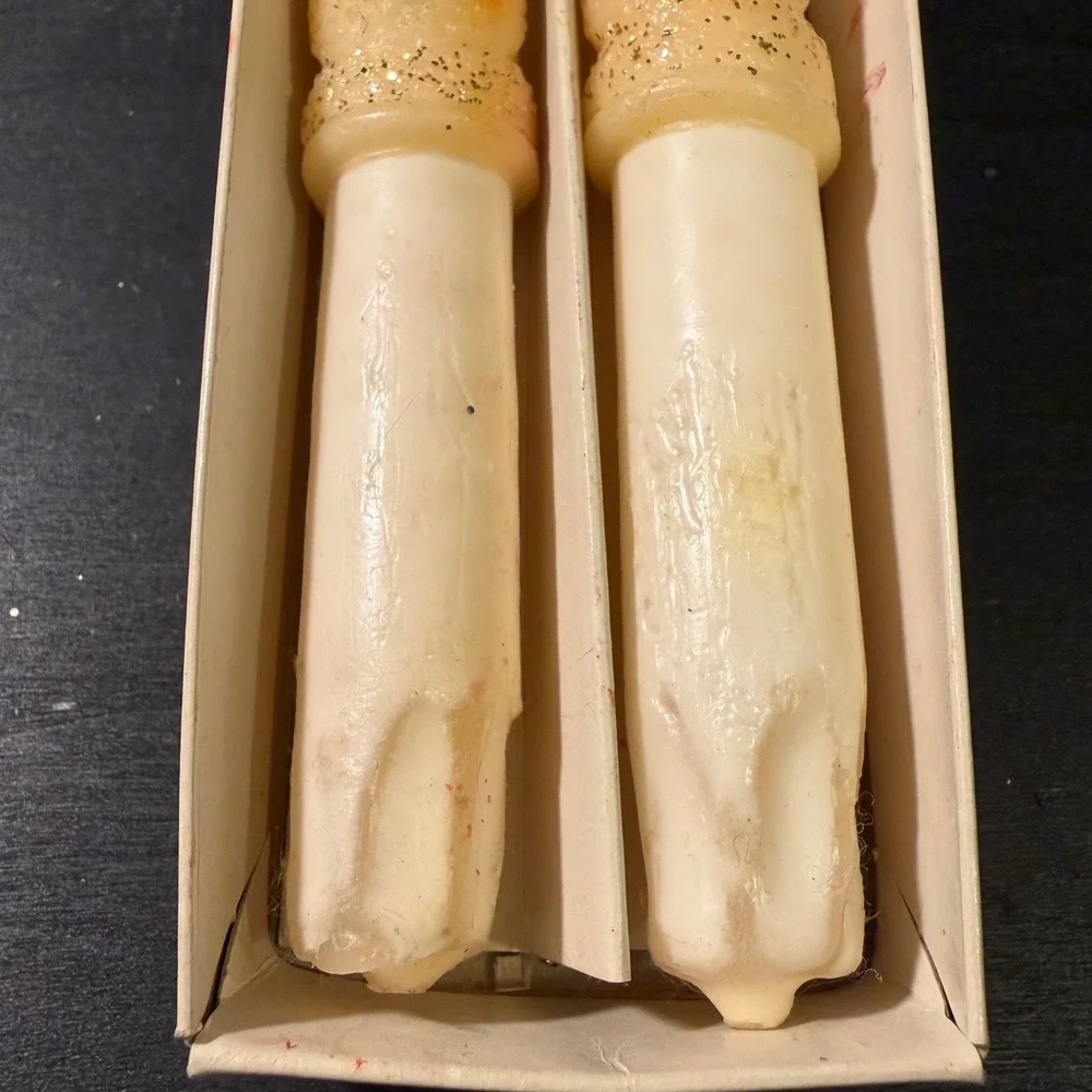 Vintage Snowman Taper Candles Pair Hand Painted Holiday Christmas Decor 12 Inch